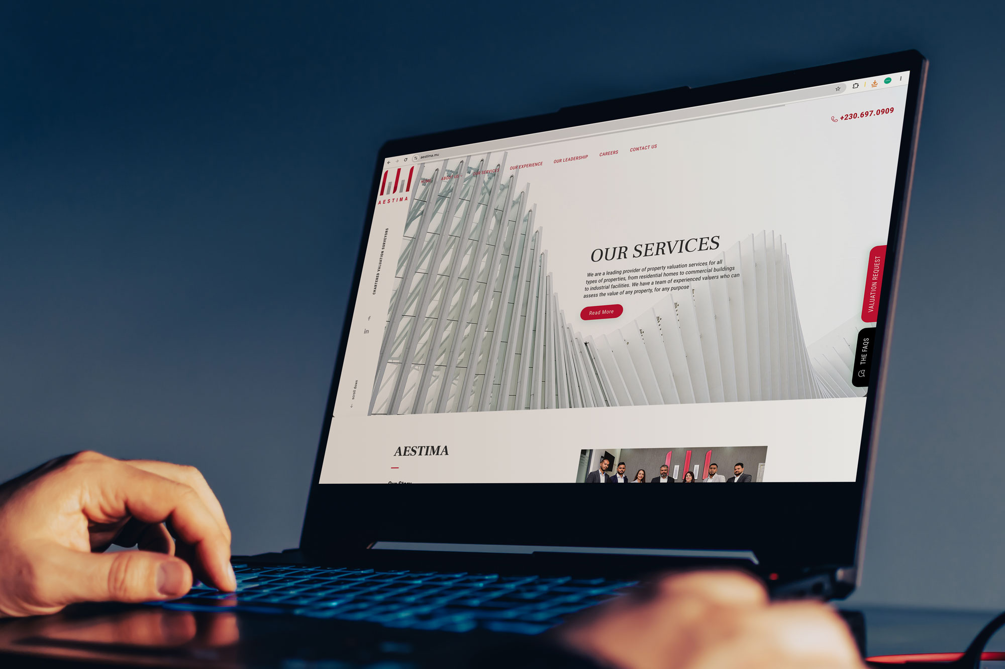 Aestima Mauritius Financial Asset Valuation Website Layout