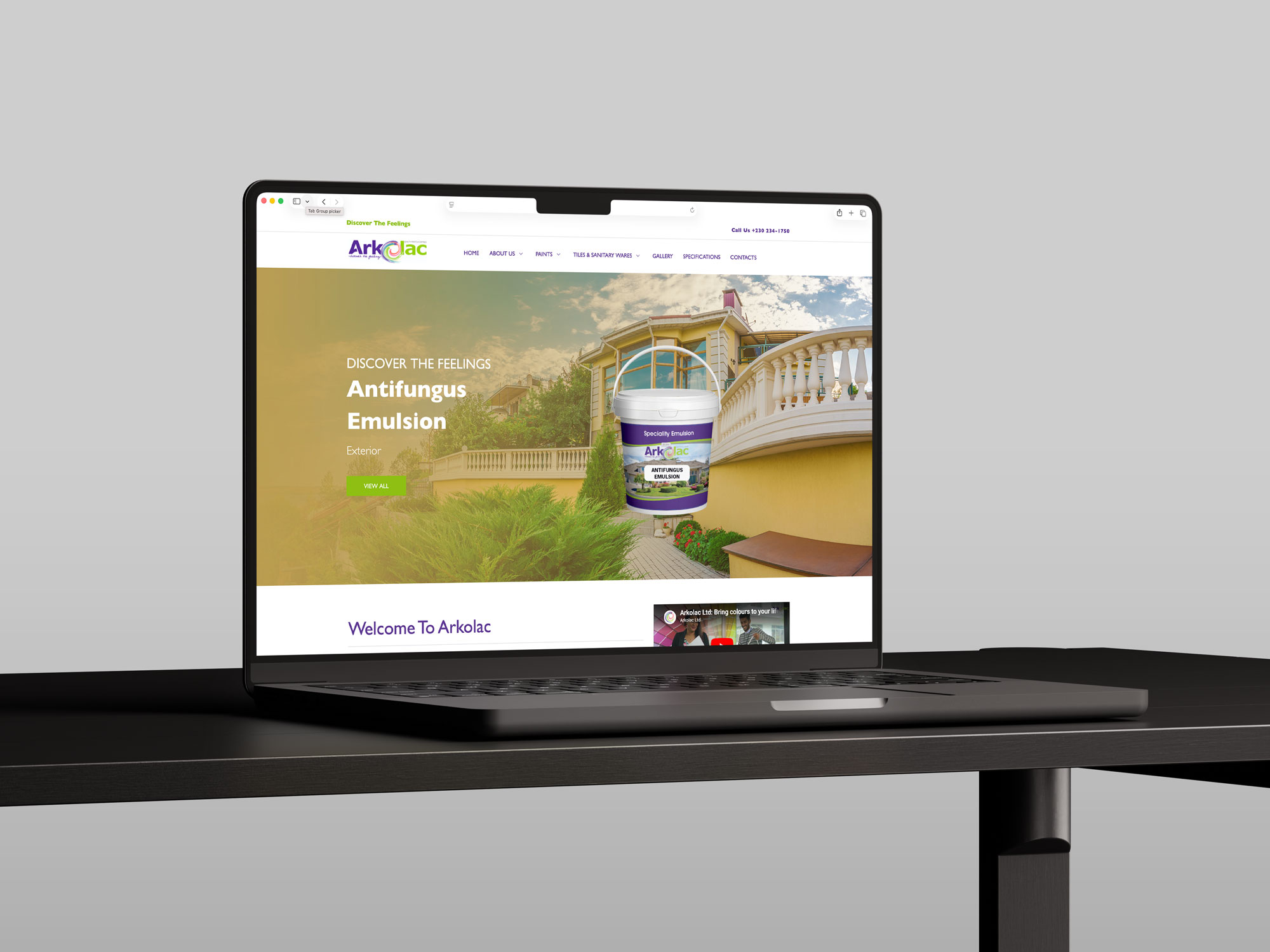 Arkolac Paint Catalog Website Interface Showcase