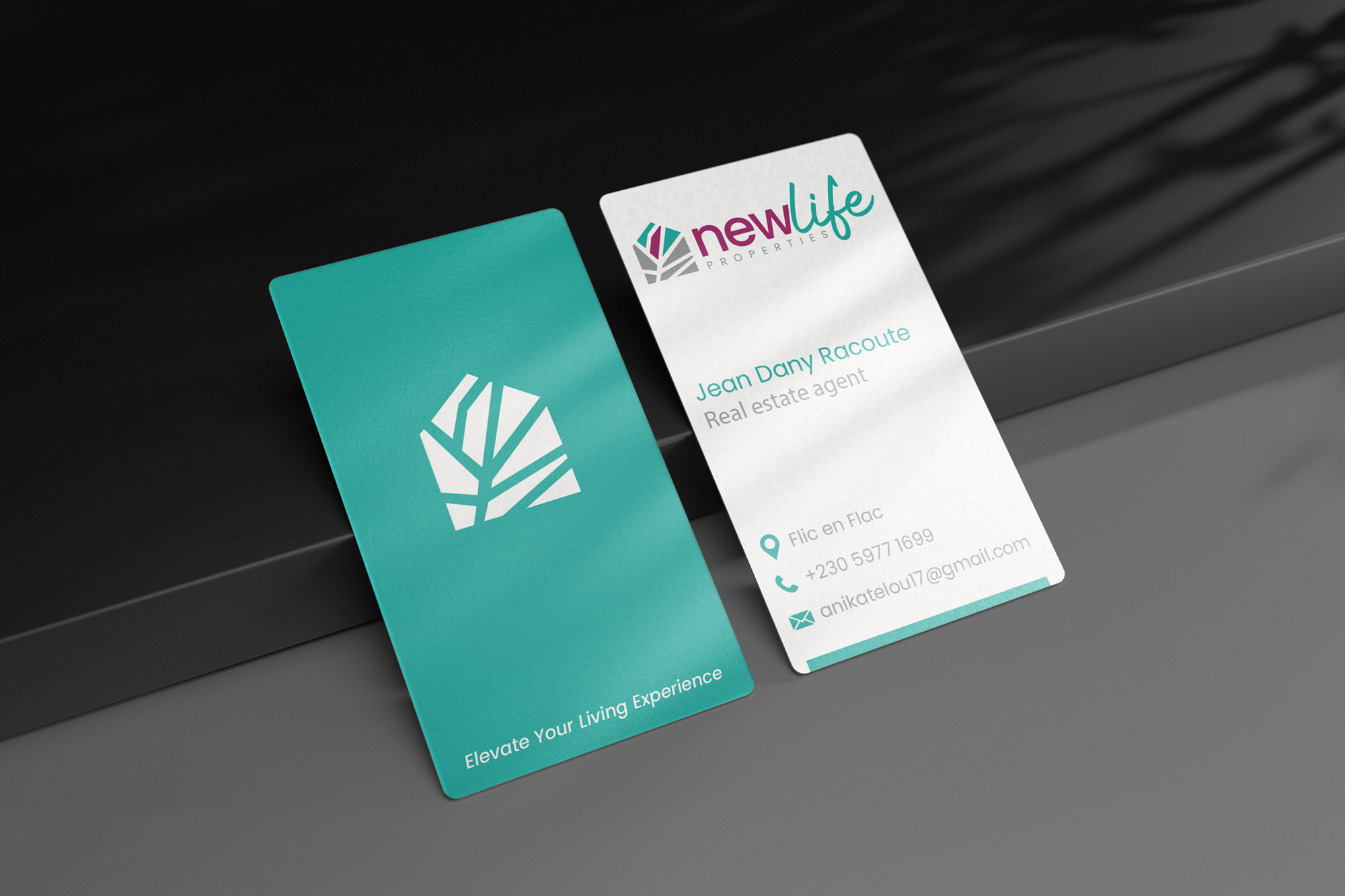 New Life Properties Branding and Business Card Layout