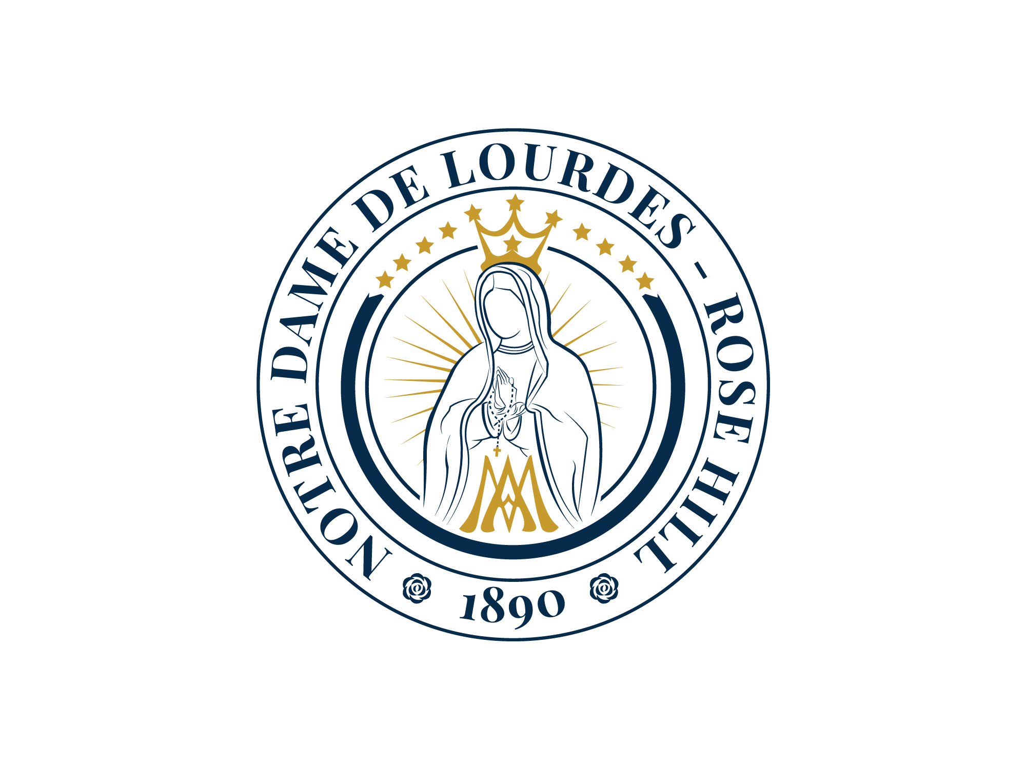 Paroisse Notre Dame de Lourdes Rose Hill Institutional Logo Mark